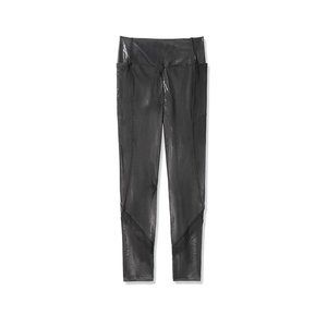 VS Pink ULTIMATE V legging faux leather black textured mesh LG